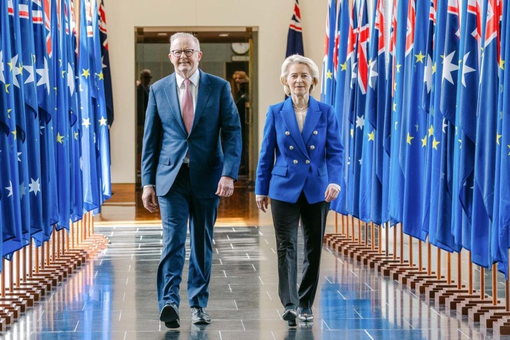 Anthony Albanese, premier Australii i Ursula von der Leyen, szefowa Komisji Europejskiej, fot. Unia Europejska
